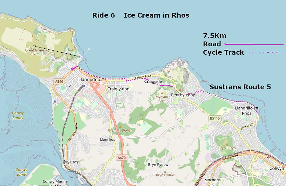 Map, Ride 6 -  Ice Cream in Rhos