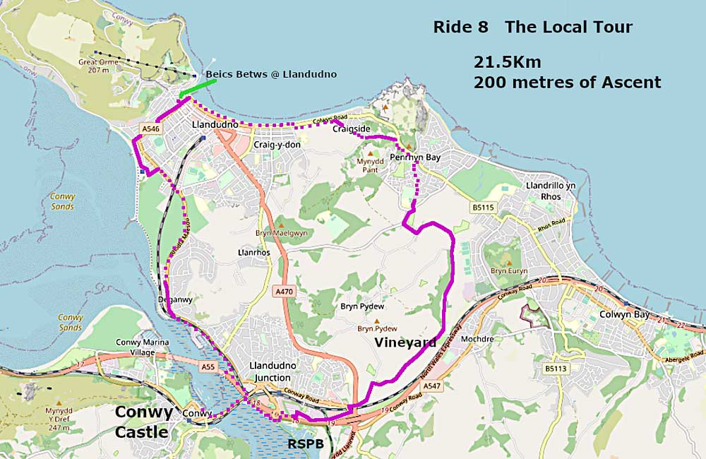 Map, Ride 8 -  The local tour